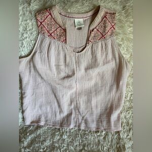 Knox Rose Embroidered Light Pink Women's Boho Top